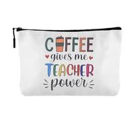 Cadeau inspirant pour enseignant, cadeau d'anniversaire pour enseignants préscolaires, trousse de maquillage, Coffee Give Me Teacher Power, Small, Coffee Give Me Teacher Power