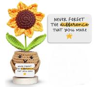 Cadeau inspirant pour femme, poupée tournesol positive au crochet avec carte « Never Forget The Difference You Make » - Cadeau de remerciement réconfortant pour une amie, une sœur, une collègue, une