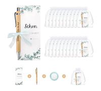 Cadeau Invites Mariage, 20Pièces Stylos avec Carte et Pochette en Organza, Content Que Tu Sois Là de Cadeau Invité Mariage, Bapteme, Anniversaire