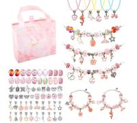 Cadeau Kit Bracelet de Fabrication pour Jouet, Creation Bijoux Enfants, Loisirs Créatifs Fille 4-12 Anos, Rose