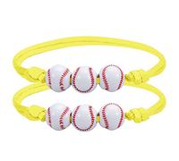 Cadeau Lune Anneaux 2PCS Softball Bracelet Favors Jaune Softball Perles Bracelets D'amitié Bracelet Perlé Réglable Softball Cadeaux Pour Filles Garçon Adolescents Sport Fête Mamie (C, One Size)