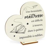Cadeau Maitresse, Cadeau Maitresse D'école Fin D'année, Merci Cadeaux Maitresse D'école Décoration de Table en Bois, Cadeau Fin D'année Scolaire pour Retraite Nouvelle Année Noël