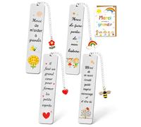 Cadeau Maitresse D'école, 4 set Marque Page Merci Maitre Cadeau Maîtresse, Cadeaux Maitresse D'école Fin d'année Scolaire Maternelle Thème Remerciement Retraite Anniversaire Maîtresse