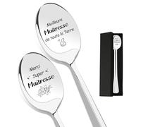 Cadeau Maitresse D'École,Cadeau Maitresse,Cadeau Maitresse D'École fin D'année,Cadeau Merci, Maitresse d ecole,Cuillere Maîtresse,2 Pièces Cuillère à Café,Idee Cadeau Maitresse,Merci Maitresse