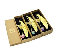 Cadeau Maitresse D'École, Cadeau Maitresse, Marque Page, Cadeau Femme, Cadeaux Atsem, Lot 3 Marque Page Plume Métal Avec Papillon Et Perle Fleur Séchée, Coffret Cadeaux Élégant Pour Lectrice Prof Amie