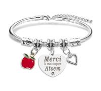 Cadeau Maitresse D'école fin D'année, Cadeau Merci Atsem Maitresse Maîtresse Enseignant Bracelet Anniversaire Noel Valentine Paques Départ Retraite Remerciement Cadeaux Original Femme Accessoire