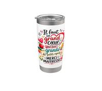 Cadeau Maîtresse d'École fin d'Année Cœur MERCI Original Gobelet isotherme en acier inoxydable double paroi