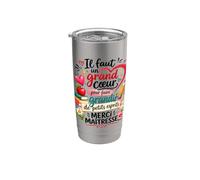 Cadeau Maîtresse d'École fin d'Année Cœur MERCI Original Gobelet isotherme en acier inoxydable double paroi