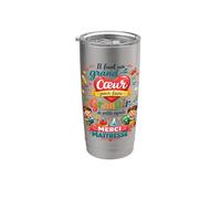 Cadeau Maîtresse d'École fin d'Année MERCI Cœur Enseignante Gobelet isotherme en acier inoxydable double paroi