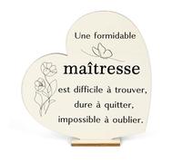 Cadeau Maitresse D'école Fin D'année,Merci Maitresse Cadeau,Cadeau pour Maitresse,Idee Cadeau Maitresse,Cadeau Départ Retraite Maitresse,Cadeau Maitresse Noel,Coeur en Bois Ornement Décoratif