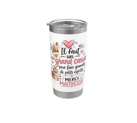 Cadeau Maîtresse d'École fin d'Année Original Cœur MERCI Gobelet isotherme en acier inoxydable double paroi