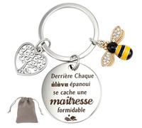 Cadeau Maitresse d'école Fin D'année, Porte-clés Merci maîtresse, Porte Clef Merci Cadeau pour professeur, nounou, ATSEM - Fin d'année, Noël, fin de contrat