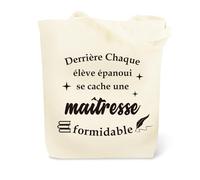 Cadeau Maitresse D'école fin D'année Tote Bag Personnalisé Merci Noel Pâques Jour de l'An Noël Fin de l'Année Scolaire Anniversaire Retraite Cadeau pour Professeur Maitresse Atsem Aesh Cadeaux Totebag