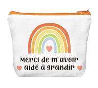 Cadeau Maitresse D'école, Merci de M'avoir Aidé à Grandir, Merci Maitresse Cadeau Trousse de Toilette Pochette Tissu Zippée, Cadeaux Maitresse Fin D'année