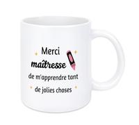 Cadeau Maitresse D'école Mug 330 mL Merci Maitresse Cadeau Maitre Nounou Professeur Maîtresse D'école Fin D'année Anniversaire Remerciement Noel Merci Maîtresse De M'apprendre Tant De Jolies Choses