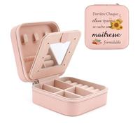 Cadeau Maitresse,Merci Cadeau Pour Maitresse Maitre Maîtresse D'école Fin D'année Idee Noel Cadeaux Prof De Danse D'école Personnalisée Petite Boite a Bijoux Voyage Femme,Miroir Rangement Bijoux