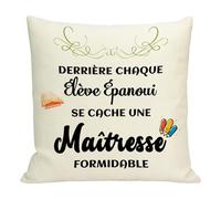 Cadeau Maitresse,Merci Maitresse Cadeau,Cadeau Maitresse D'école,Cadeau Fin Danne Maitresse,45cm*45cm Housse Coussin pour Maitresse,Cadeau pour Maitresse D'ecole,Cadeau Maitresse Noel