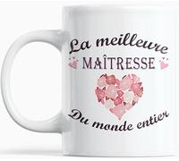 Cadeau Maitresse Noel Anniversaire mug La meilleure Maitresse du monde entier Idée cadeau Message unique pour Noël fêtes de fin d'année avec un coeur Tasse originale pour ma Maîtresse