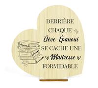 Cadeau Maitresse Noel D'École,Idee Cadeau Maitresse D'École,Cadeau pour Maitresse D'ecole,Cadeau Merci Maitresse,Idée Cadeau Maitresse,Cadeau Maitresse École,Ornements en Bois en Forme De Coeur
