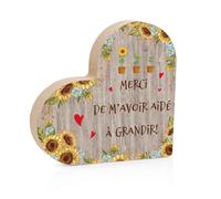 Cadeau Maitresse Noel Décoration de l'enseignant, Décoration Planche en Bois en Forme de Coeur Balancier Merci de M'avoir Aidé à Grandir Merci Cadeau Maitresse D'école Cadeaux pour Enseignants