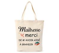 Cadeau Maitresse Tote Bag Cadeau Merci De M'avoir Aidé à Grandir Creche Merci Maitresse Cadeaux Atsem Maitre Nounou Professeur Prof Maîtresse D'école Fin D'année Anniversaire Remerciement Noël
