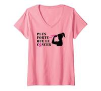 Cadeau Malade Octobre Rose Plus Forte Que Le Cancer Du Sein T-Shirt avec Col en V