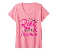 Cadeau Mama Cancer Du Sein Je Porte Du Rose Pour Ma Maman T-Shirt avec Col en V