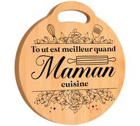Cadeau Maman, Cadeau Anniversaire Maman, Planche à Découper en Bambou Gravée "Tout est meilleur quand maman cuisine", Cadeau pour Maman, Idée Cadeau Fête des Mères