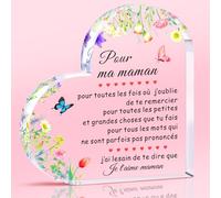 Cadeau Maman Gravure Acrylique Bloc Puzzle, Cadeau Anniversaire Femme Acrylique Heart Type Décoration pour Femme, Noel, Fete des Meres, Cadeaux de Fête des Mères et de Noël pour Grand Mere