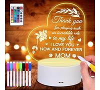 Cadeau Maman, LED Veilleuse en Acrylique Cadeau pour Maman, Personnalisé Noël Cadeau de Fête des Mères, Bonne Maman Cadeau, Cadeau Anniversaire Maman (Coeur)