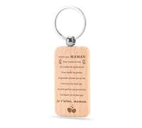 Cadeau Maman Noel Cadeau Fete des Meres Porte Clef en Bois Porte-clés en Bois pour Maman, Porte Clé Original Fête des Mères Mama Surprise Cadeaux Anniversaire Mere Bonne Fete Mama