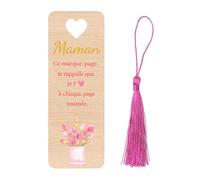 Cadeau Maman Original, Cadeau d'anniversaire Pour Maman, Marque-Page Maman En Bois Avec Pompon Violet, Message Émotionnel Gravé, Cadeaux Fete Des Maman, Cadeaux Maman Personnalisé Noël