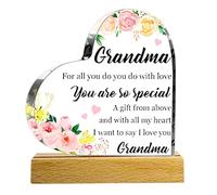 Cadeau Mamie Cadeau Fetes des Meres Cadeau Grand Mere Idee Cadeau Mamie Cadeau Anniversaire Acrylique cadeau Ornements de décoration de bureau en acrylique transparent avec 1 base en bois