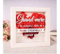 Cadeau Mamie, Cadeau Grand Mere - Cadre Coeur En Roses Éternelles, Cadeau Mamie Anniversaire Avec Message D’Amour « Mon Amour Ne S