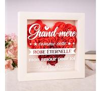 Cadeau Mamie, Cadeau Grand Mere - Cadre Coeur en Roses Éternelles, Cadeau Mamie Anniversaire Original avec Message d’Amour « Mon Amour Ne Se Fane Jamais »
