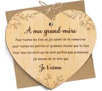 Cadeau Mamie en Bois Cadeau Grand-Mère avec Enveloppe Accessoire Décoration Pendentif Carte Plaque en Bois pour Anniversaire Noël Fête des Grand-Mères