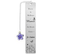 Cadeau Mamie,Marque Page Grand-Mère, Marque Page Mamie avec Fleurs Violette, Cadeau pour Anniversaire Retraite Fête des Grands Mères Souvenir Noël