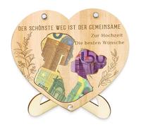 Cadeau Mariage Coeur en Bois, Boîte à Argent Personnalisée pour Couple, Présentation Élégante de l’Argent ou Photos, Gravure Laser sur Bois avec Support, Idée Cadeau Originale et Décoration de Table