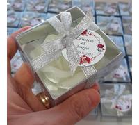 cadeau mariage invité bougie personnalisée, 40 Rose Pièces parfumées remerciement Idée petit cadeau pour merci baptêmes our mariage, cadeaux de fête, fiançailles, anniversaire, Noël, baptême (blanc)
