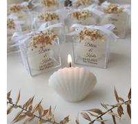 cadeau mariage invité bougie personnalisée, coquillage 100 Pièces parfumées bougie remerciement Idée petit cadeau pour merci baptêmes our mariage, cadeaux de fête, fiançailles
