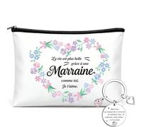 Cadeau Marraine,Coffret Trousse de Maquillage et Porte-Clés,Cadeau Baptême Remerciement Saintes Marrailles,pour Filleul ou Filleule,Idée Cadeau Originale pour Marraine,Cadeau Parrain Marraine Bapteme