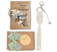 Cadeau Marraine Demande - Porte-Clés + Carte avec Fleurs Séchées - Veux-tu être ma Marraine ? Idée Cadeau Originale pour Baptême, Annonce Grossesse, Communion, Anniversaire, Noël (marraine)