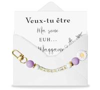 Cadeau Marraine Demande Porte-Clés Marraine Cadeau Merci Veux Tu Être Ma Marraine Cart, Idée pour Baptême Noël Communion Anniversaire (Pourpre)