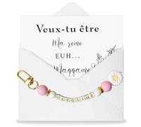 Cadeau Marraine Demande Porte-Clés Marraine Cadeau Merci Veux Tu Être Ma Marraine Cart, Idée pour Baptême Noël Communion Anniversaire (Rose)