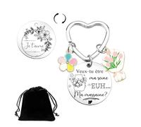 Cadeau Marraine Demande Porte-Clés Veux-tu être ma Marraine Porte-Clés Demande Marraine Unique pour Baptême, Communion & Anniversaire (2)