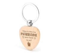Cadeau Marraine Noel Veux tu etre ma Marraine Cadeaux Demande Annonce, Porte Clef en Bois Porte-Clés Femme Porte moureux Original Utile Cadeaux Noel Femme Parrain Demande
