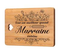 Cadeau Marraine - Planche à Découper en Bambou, Cadeau pour Marraine, Idee Cadeau de Marraine, Original Cadeau Future Marraine pour Anniversaire, Fête Des Mères, Noël