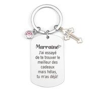 Cadeau Marraine Saint Valentin - Porte-clef Baptême Pour Marraine et Parrain - Demande et Souvenirs de Baptême - Idée Cadeau Noël