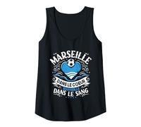 Cadeau Marseillais Maillot Humour Cœur Marseille Foot Débardeur, Femme, Noir, S