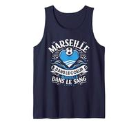 Cadeau Marseillais Maillot Humour Cœur Marseille Foot Débardeur, Homme, Bleu Marine, XXL